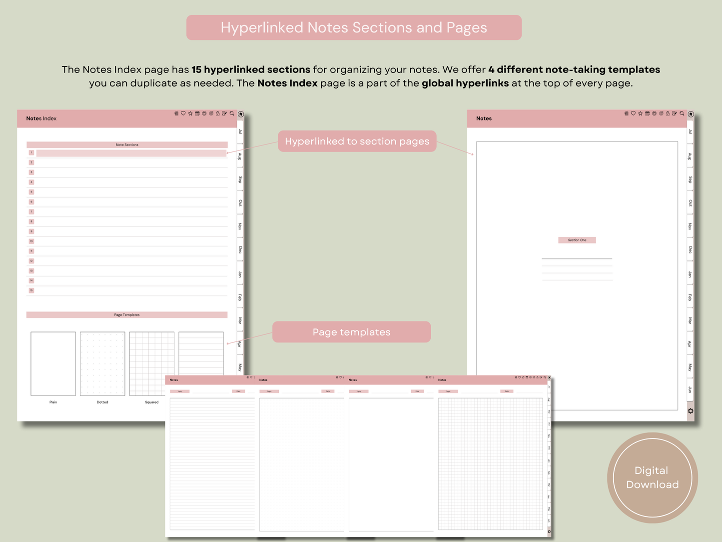 Mindful Living Daily Digital Planner - Midyear (Jul 2025 – Jun 2026) - By Sage and Sirius