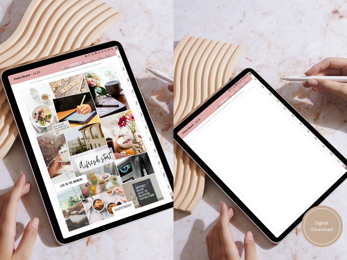 Mindful Living Daily Digital Planner - Midyear (Jul 2025 – Jun 2026) - By Sage and Sirius