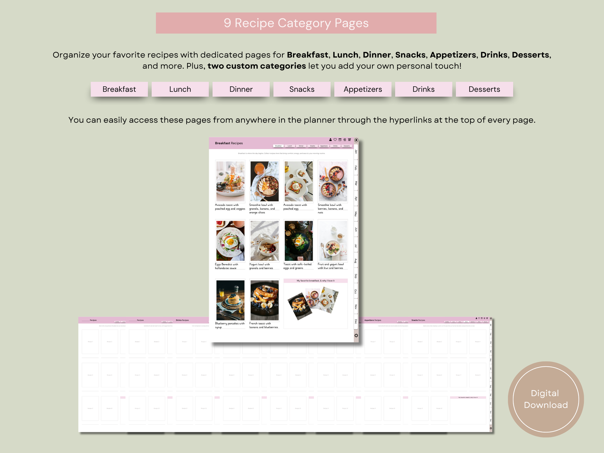 Digital meal planner’s food inspiration board, a space to visualize meal ideas and healthy recipes.
