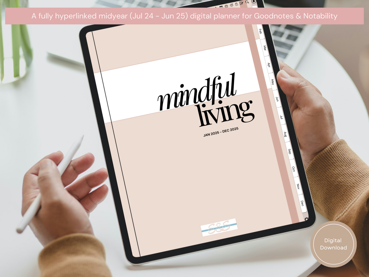 Mindful Living Digital Journal and Planner - 2025 By Sage and Sirius