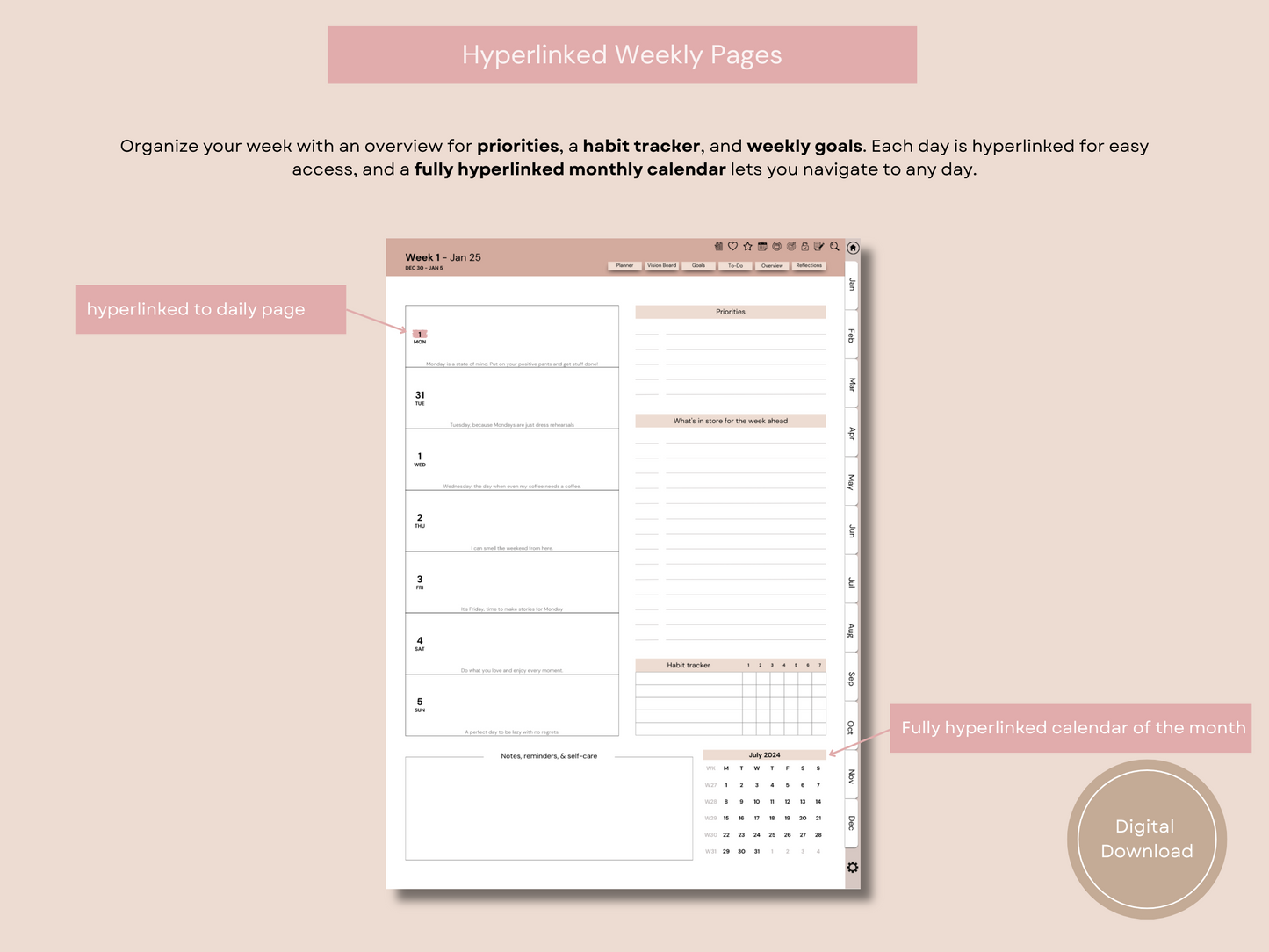 Mindful Living Digital Journal and Planner - 2025 By Sage and Sirius